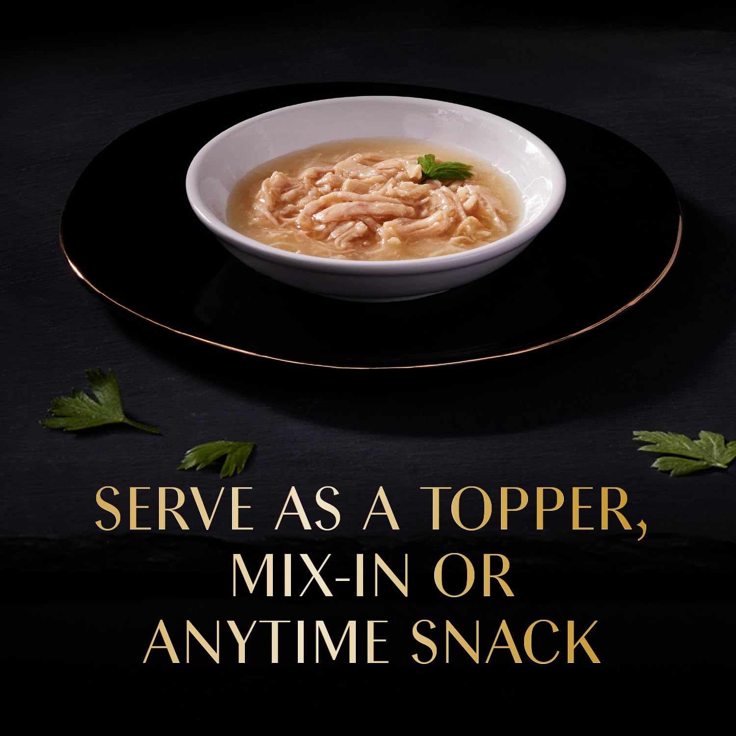 Tender chicken chunks in Sheba Filets in Broth offer premium protein.
