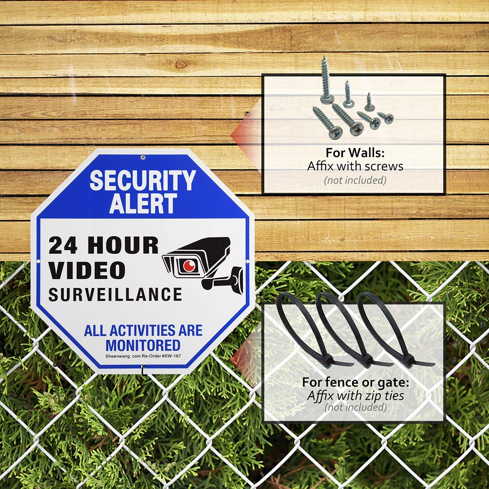 Sheenwang security sign reflective coating boosts nighttime visibility when illuminated.