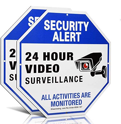 Sheenwang security sign two-pack 10x10 outdoor aluminum for clear yard visibility.