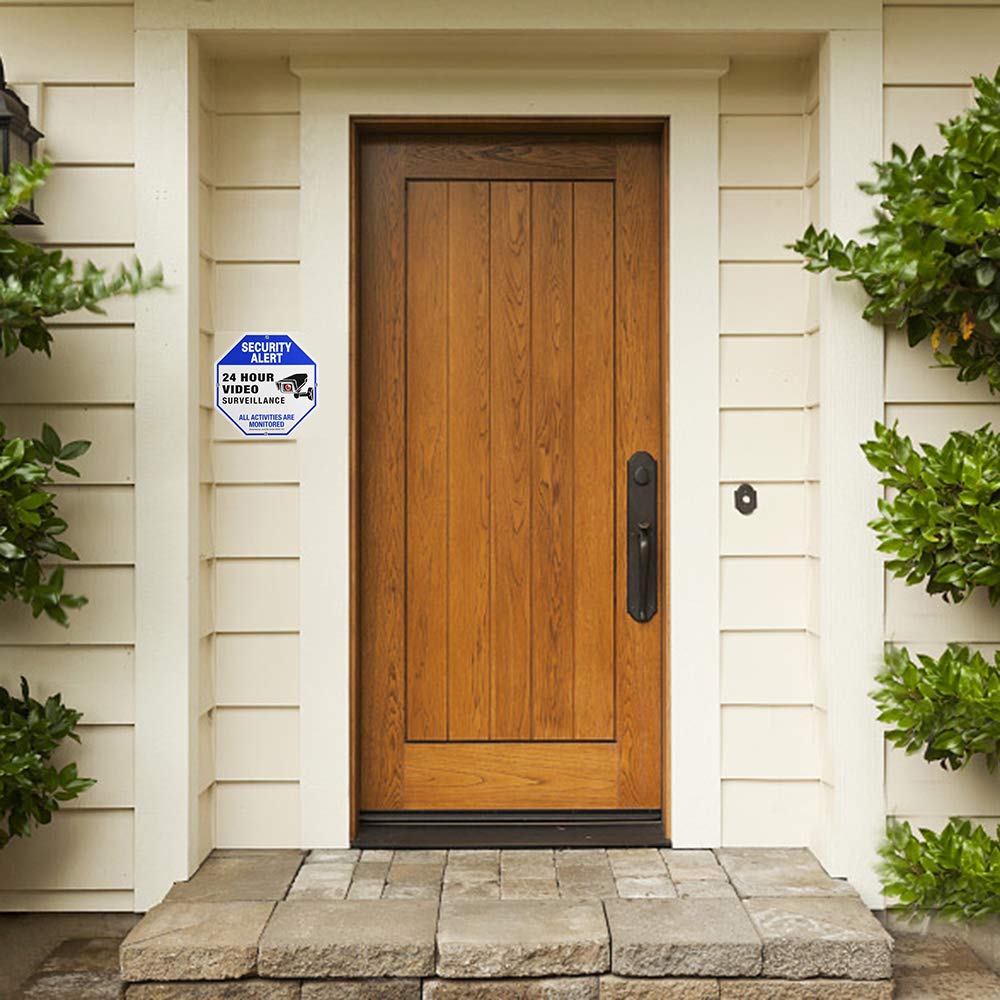 Sheenwang security sign weatherproof UV coating protects against rain and sun.