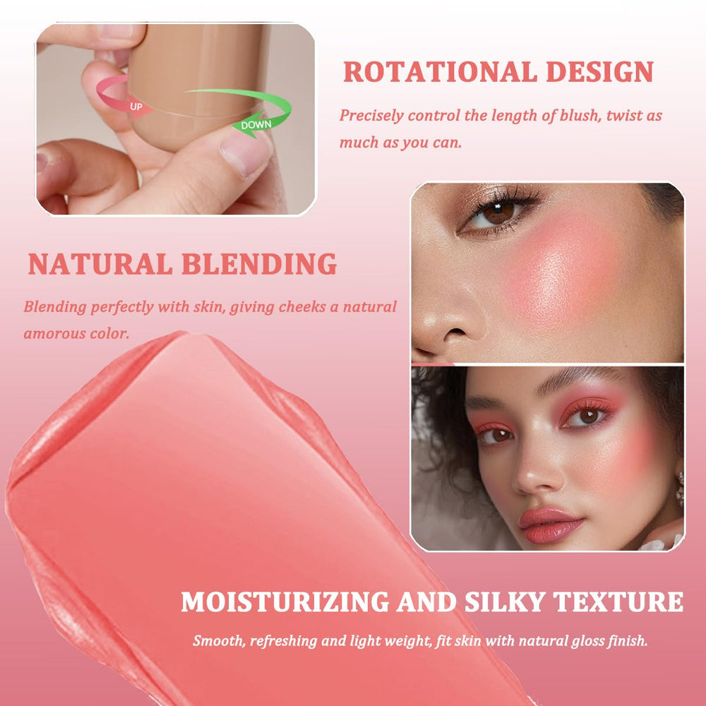 SHEEYoon Cream Blush Stick Peachy Coral offers fresh color for a lively daytime look.