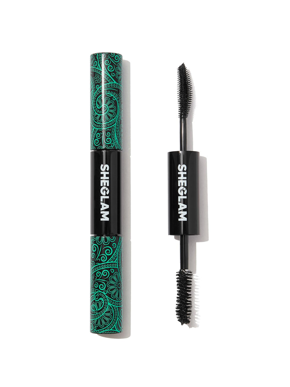 SHEGLAM 2in1 mascara curved brush for length and precise lash separation.