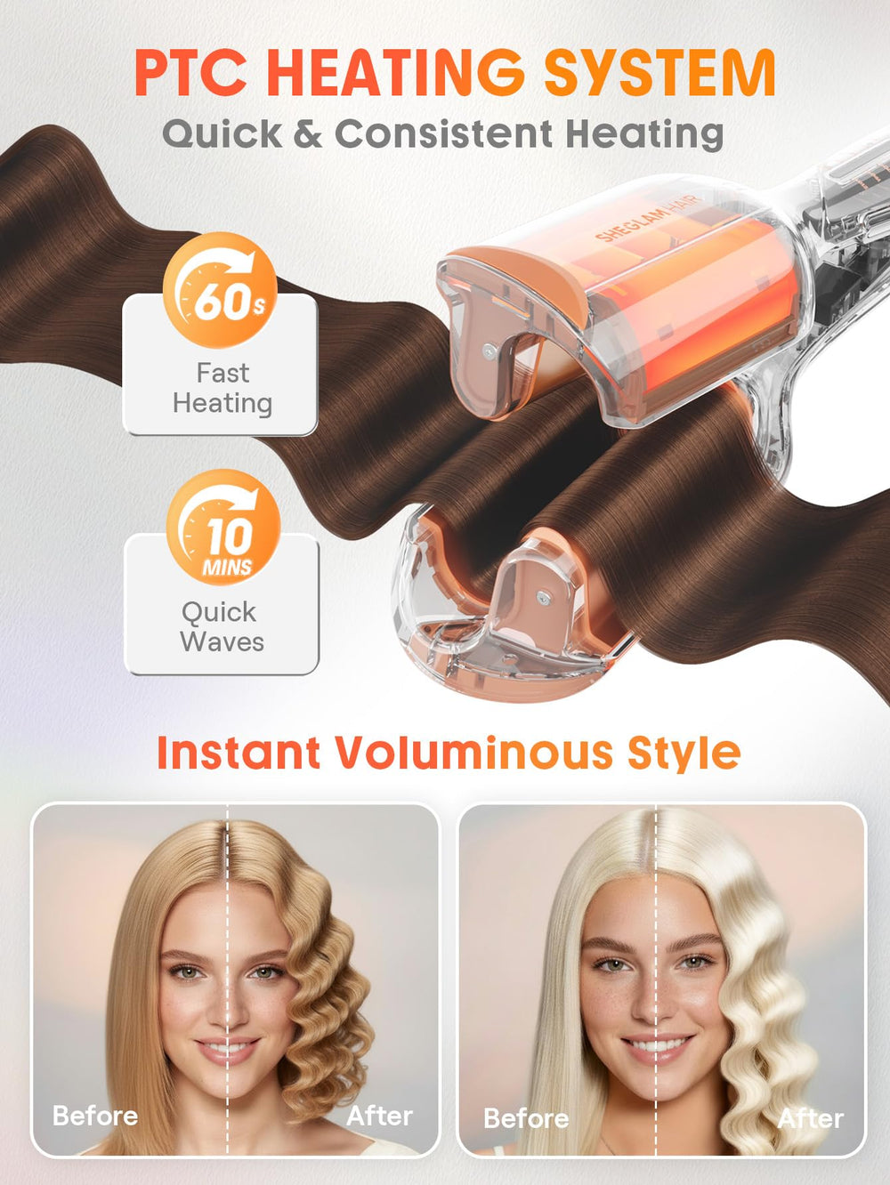 SHEGLAM Deep Waver dual voltage plug for global travel