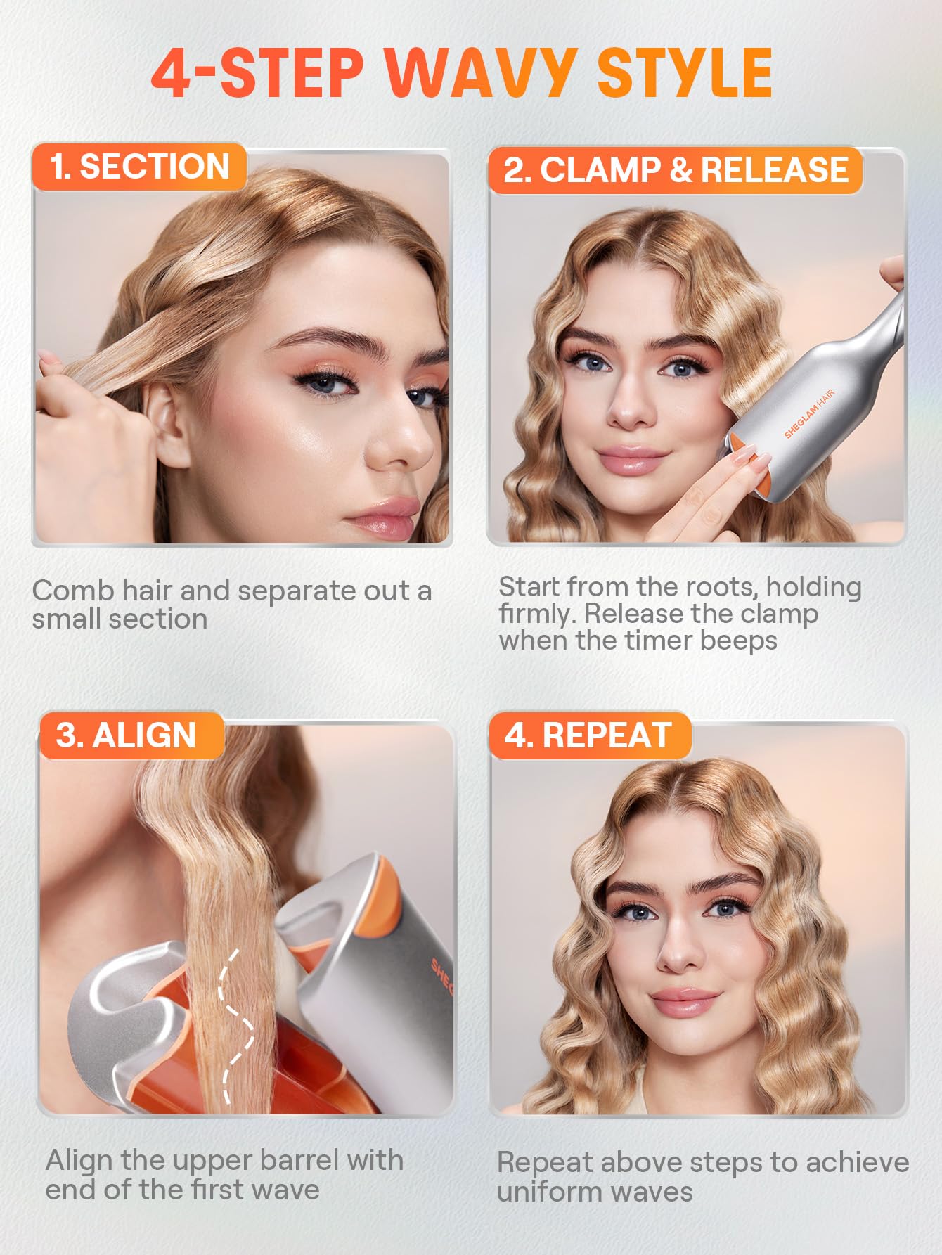 SHEGLAM Deep Waver in-use waves show easy styling in minutes