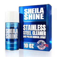 Sheila Shine bottle spray applied to stainless steel for a streak-free finish.