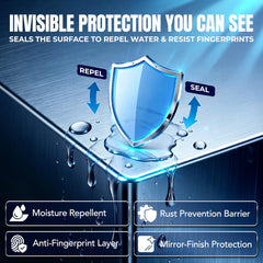 Refrigerator door shines with fingerprint resistance after Sheila Shine.