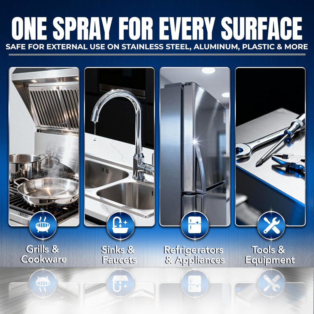 Sink top gleams cleanly with Sheila Shine residue-free polish.
