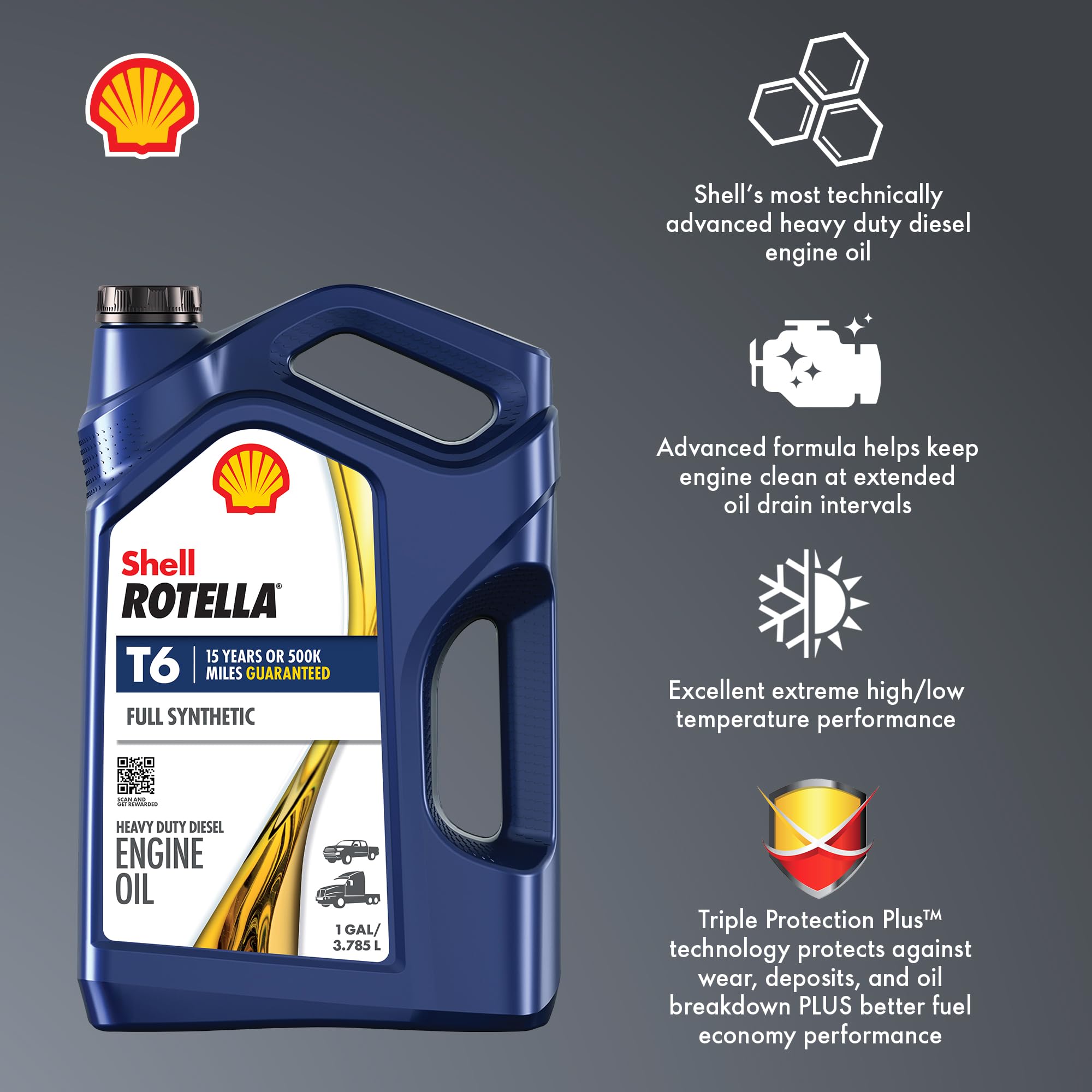 Shell Rotella T6 bottle in an engine bay ready for diesel performance.