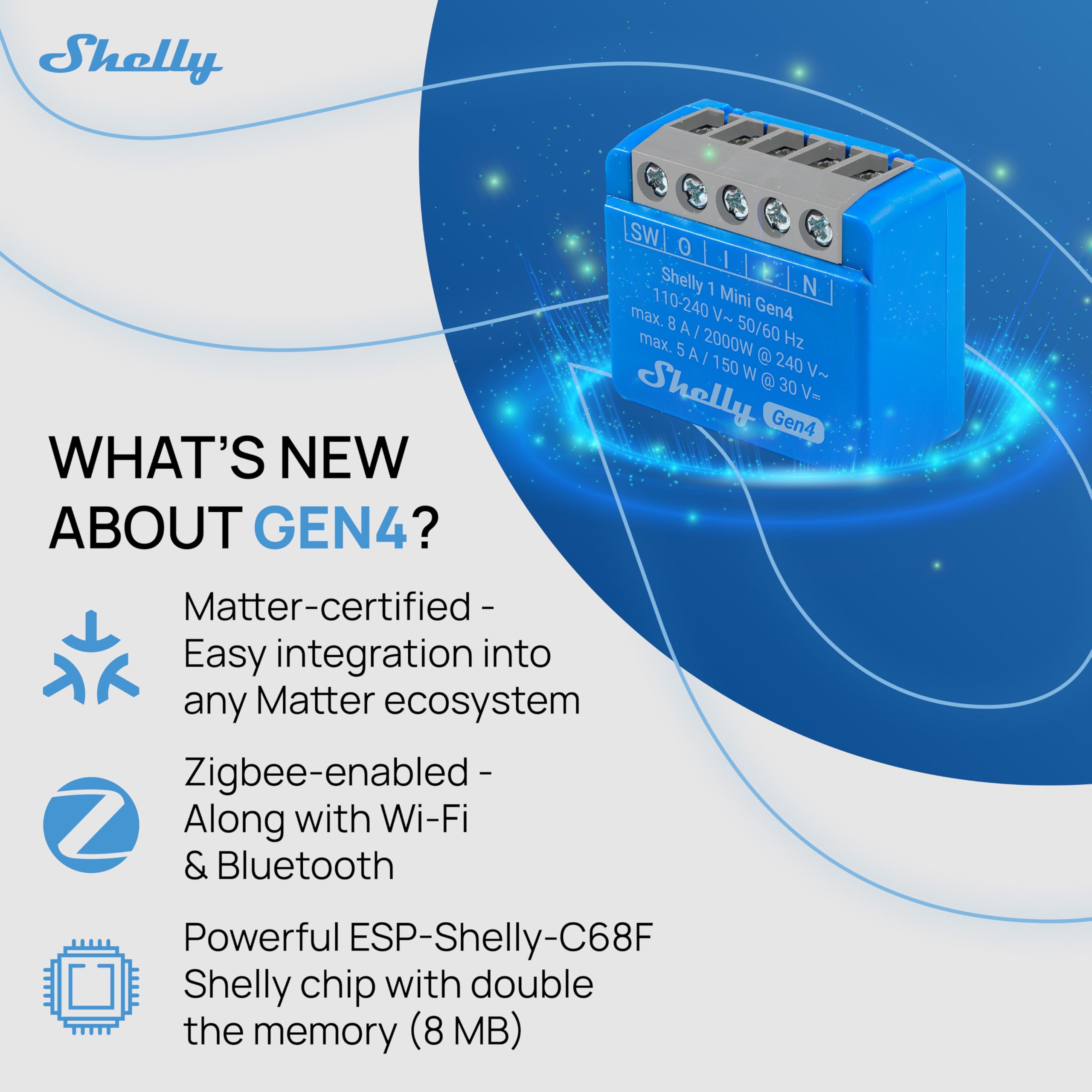 Shelly 1 Mini Gen4 dry contacts for flexible wiring of small devices