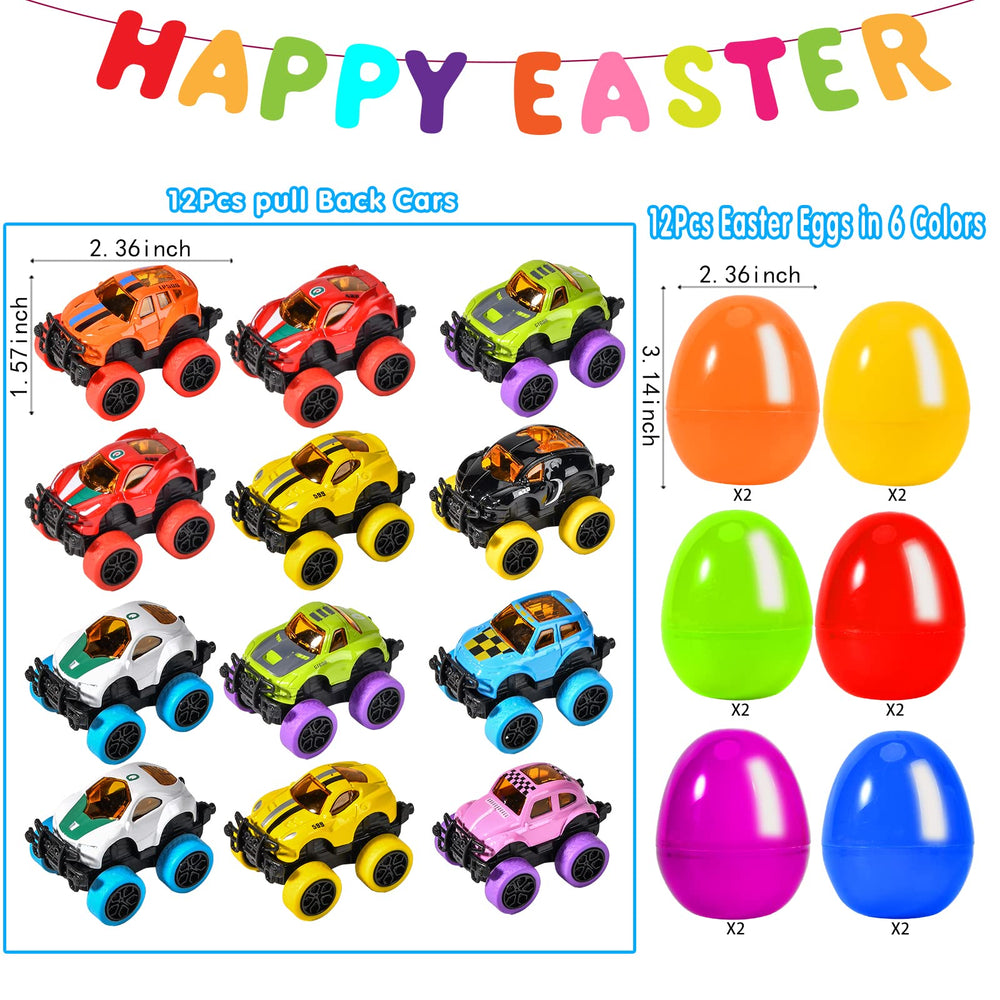 Shemira eggs hide die-cast pull-back monster cars in eight designs