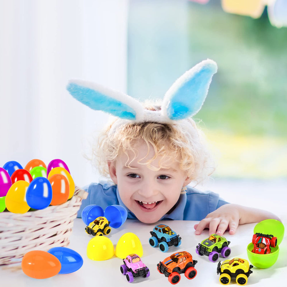 Shemira 12-pack Easter eggs with pull-back monster cars inside