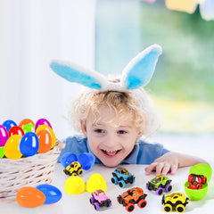 Shemira 12-pack Easter eggs with pull-back monster cars inside
