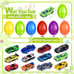 Shemira prefilled Easter eggs with color variety for baskets.