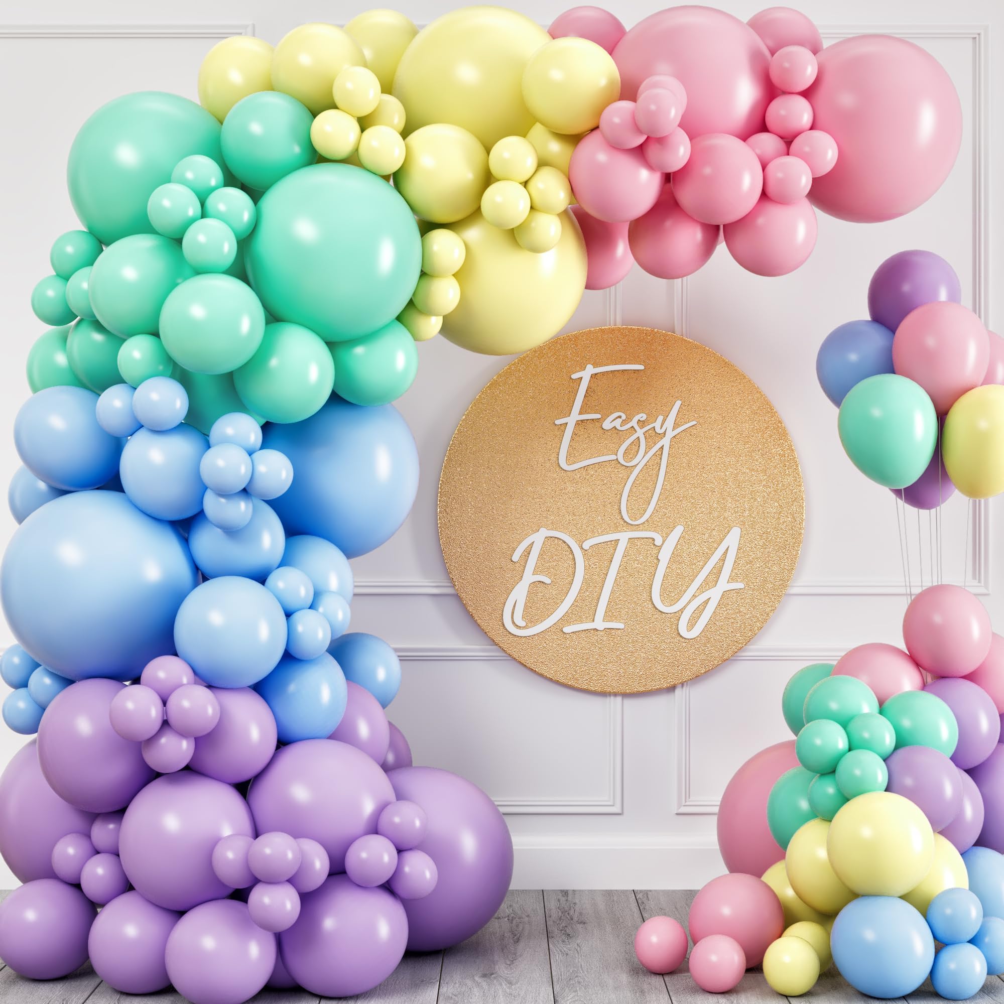 SHERYL DECOR all-in-1 pastel balloon arch kit for easy at-home party backdrops