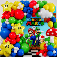 SHERYL DECOR Super Adventure arch kit with vibrant balloons creates a bold party backdrop.