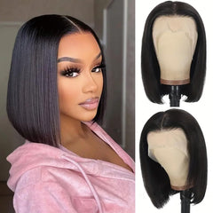 Shesbeauty 10 inch bob wig lace-front for natural parting and effortless styling.