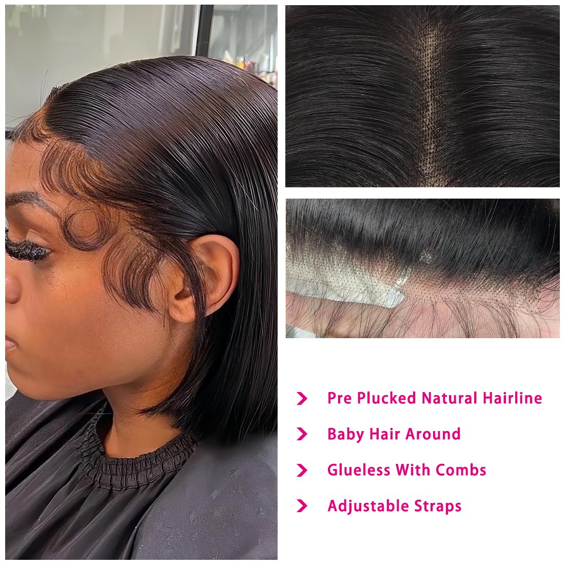 Shesbeauty pre-plucked natural hairline bob wig for a realistic edge.