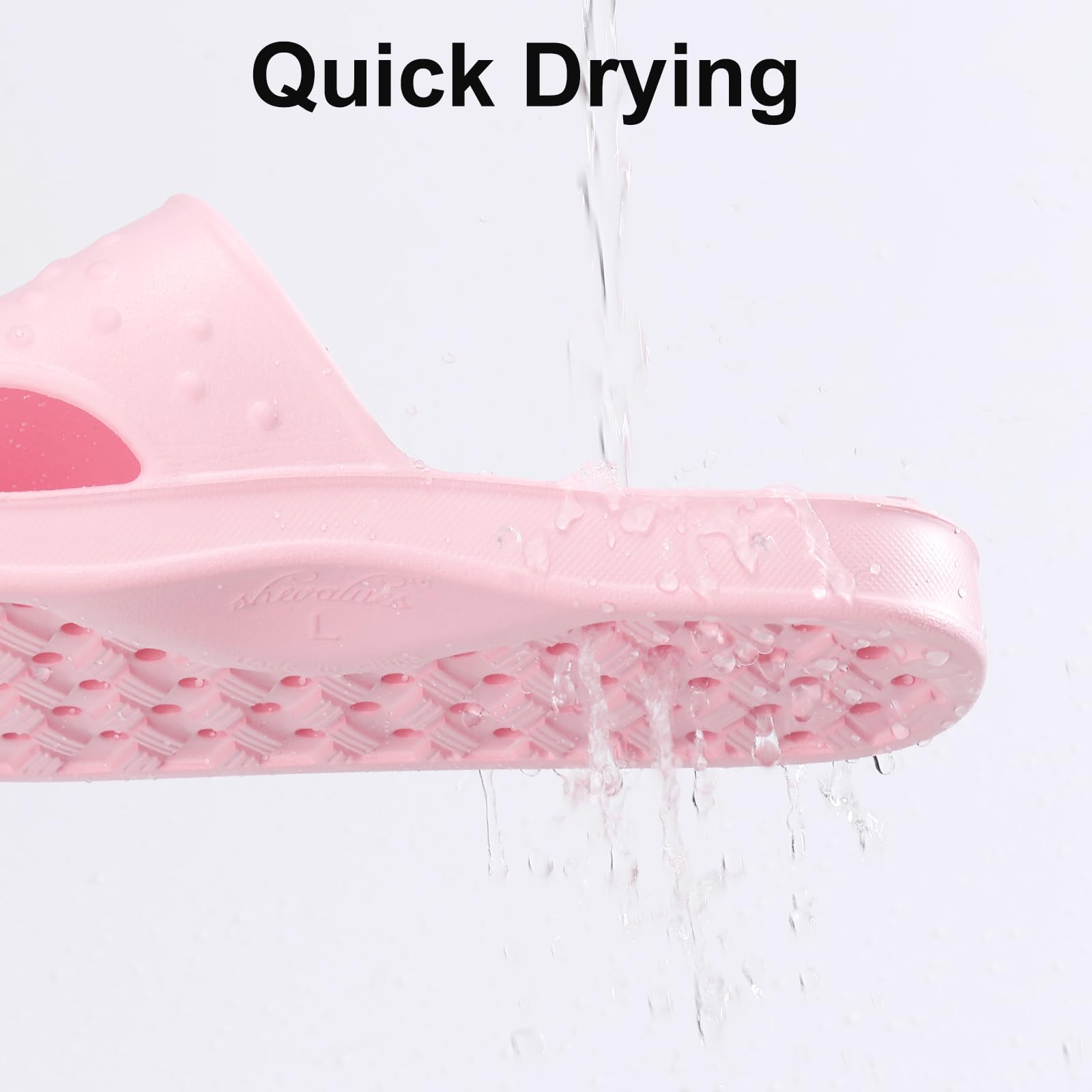 Shevalues drain-hole design speeds water drainage for breathably dry feet.