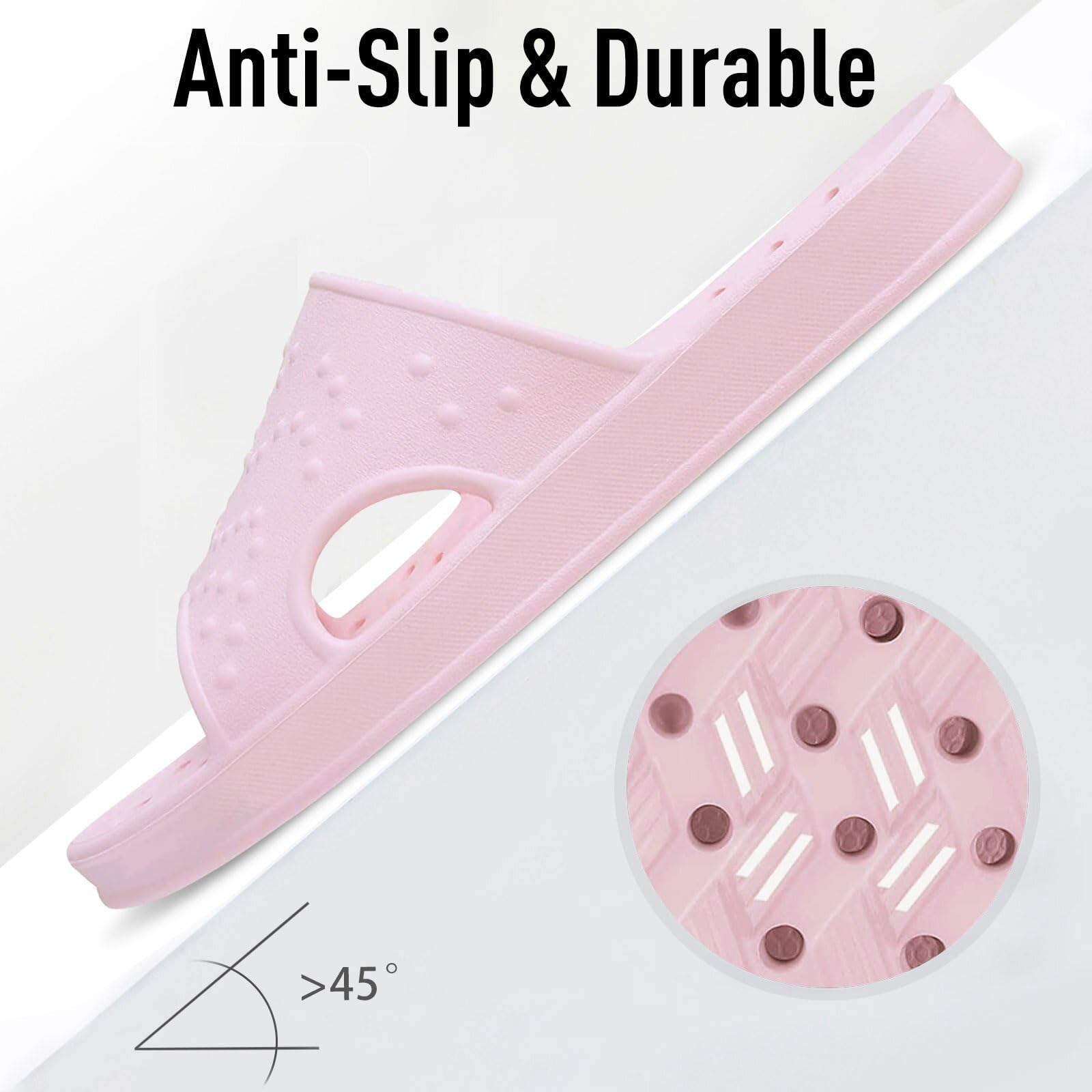 Shevalues pink shower shoes provide comfortable arch support across gendered sizes.