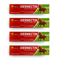 SHEVAT VITAMINS ivermectin horse paste with apple flavor on the front label for easy identification.