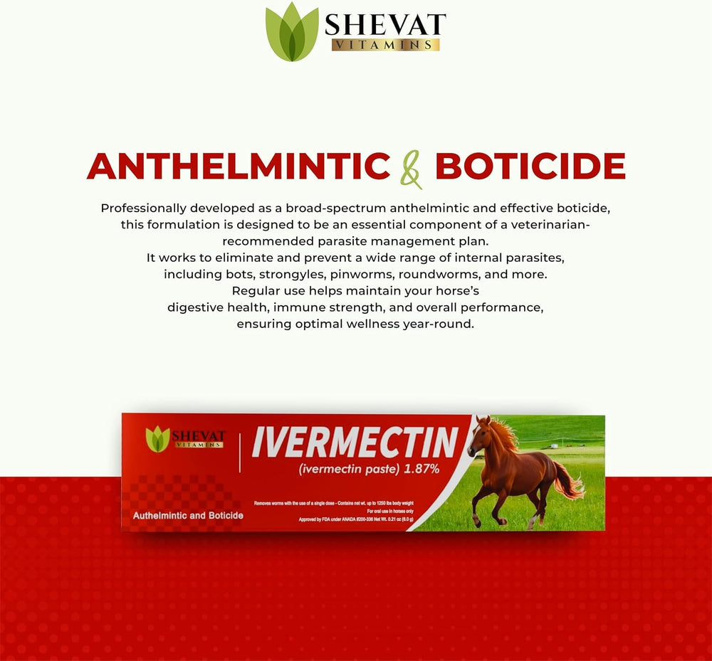 SHEVAT VITAMINS ivermectin paste with clear tube marking supports correct dosing.
