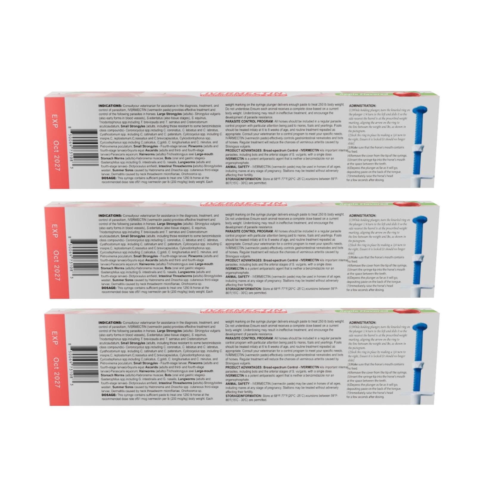 SHEVAT VITAMINS ivermectin horse paste apple flavored product usage in vet stall