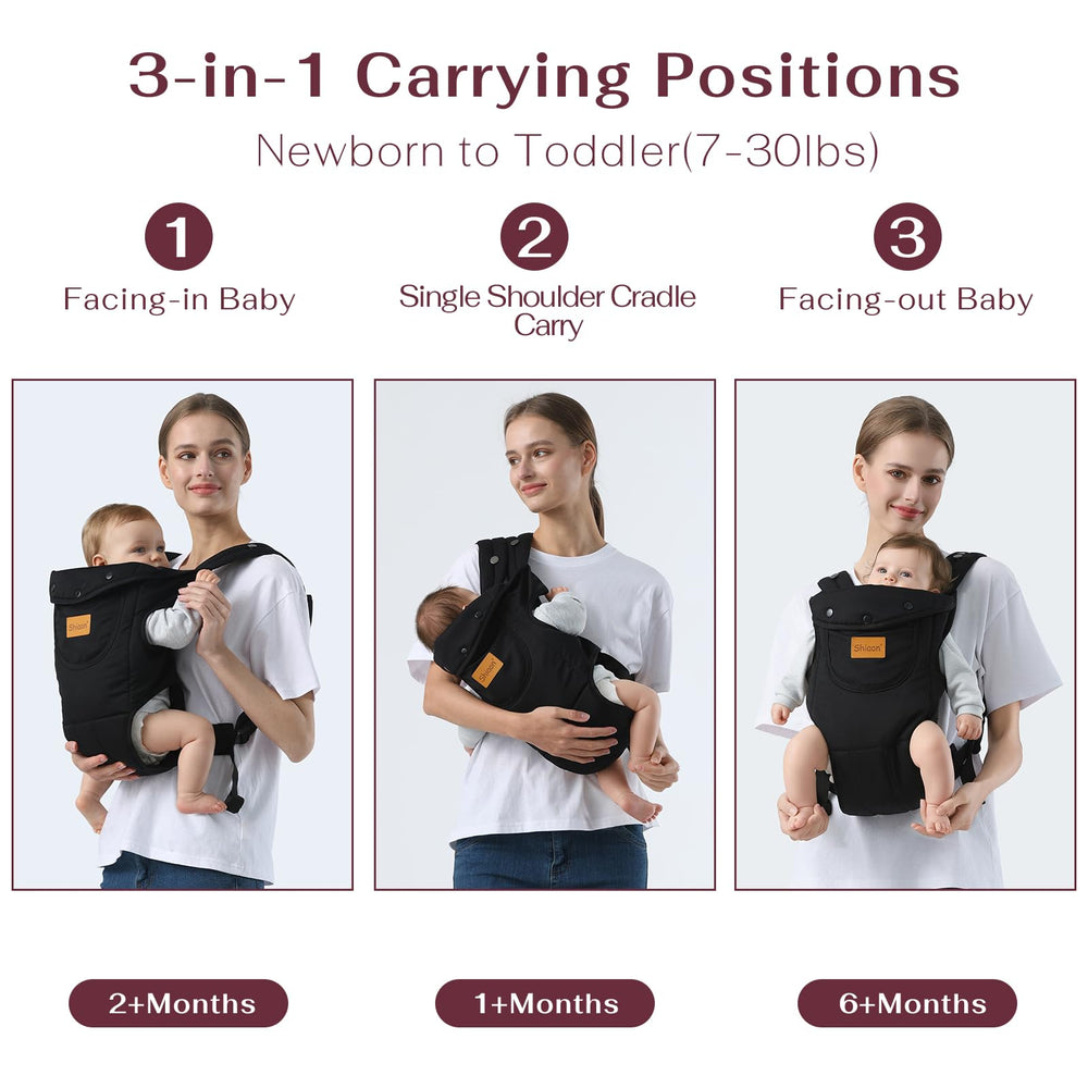 Shiaon baby carrier showing adjustable shoulder strap for a secure fit.