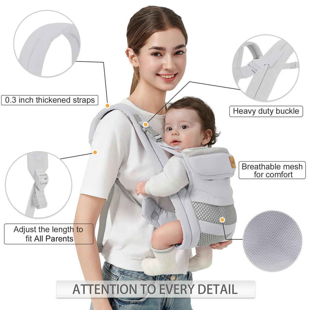 Shiaon baby carrier breathable mesh side view keeps baby comfortable.