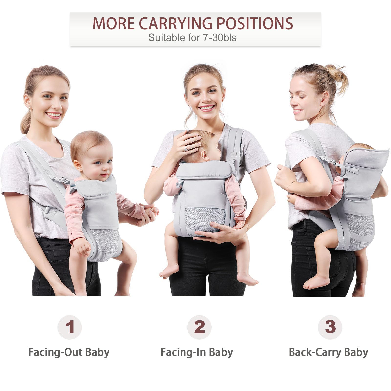 Shiaon baby carrier M-position view supports healthy hip alignment.