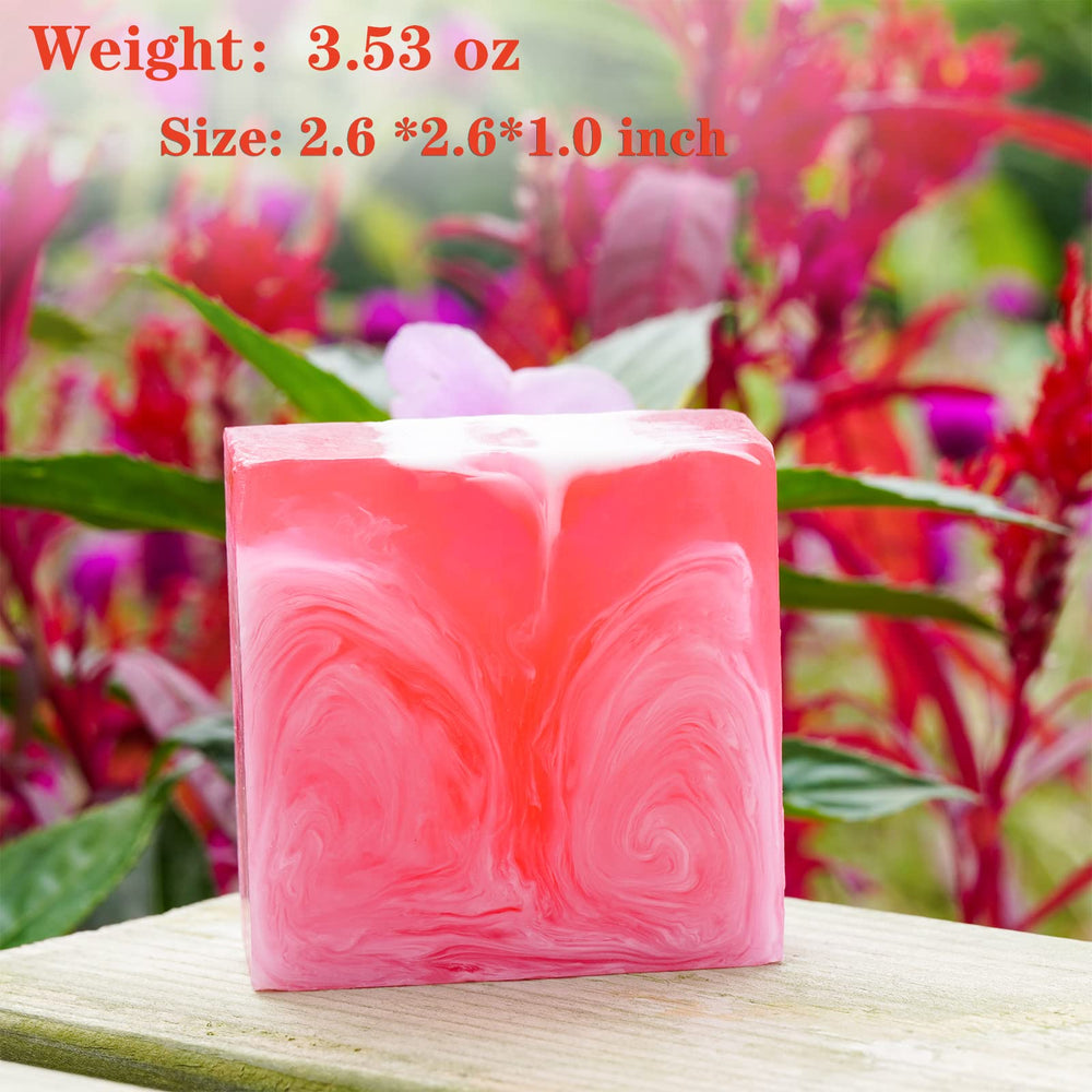 Shibarcle Yoni soap pink bar on display to show handmade appearance