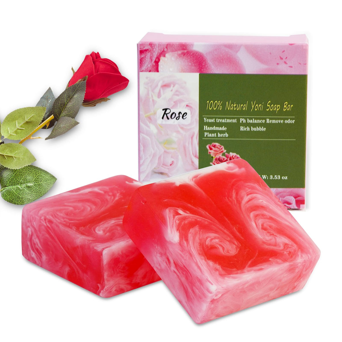 Shibarcle Yoni soap rose petal close-up highlighting natural ingredients and fragrance for gentle cleansing