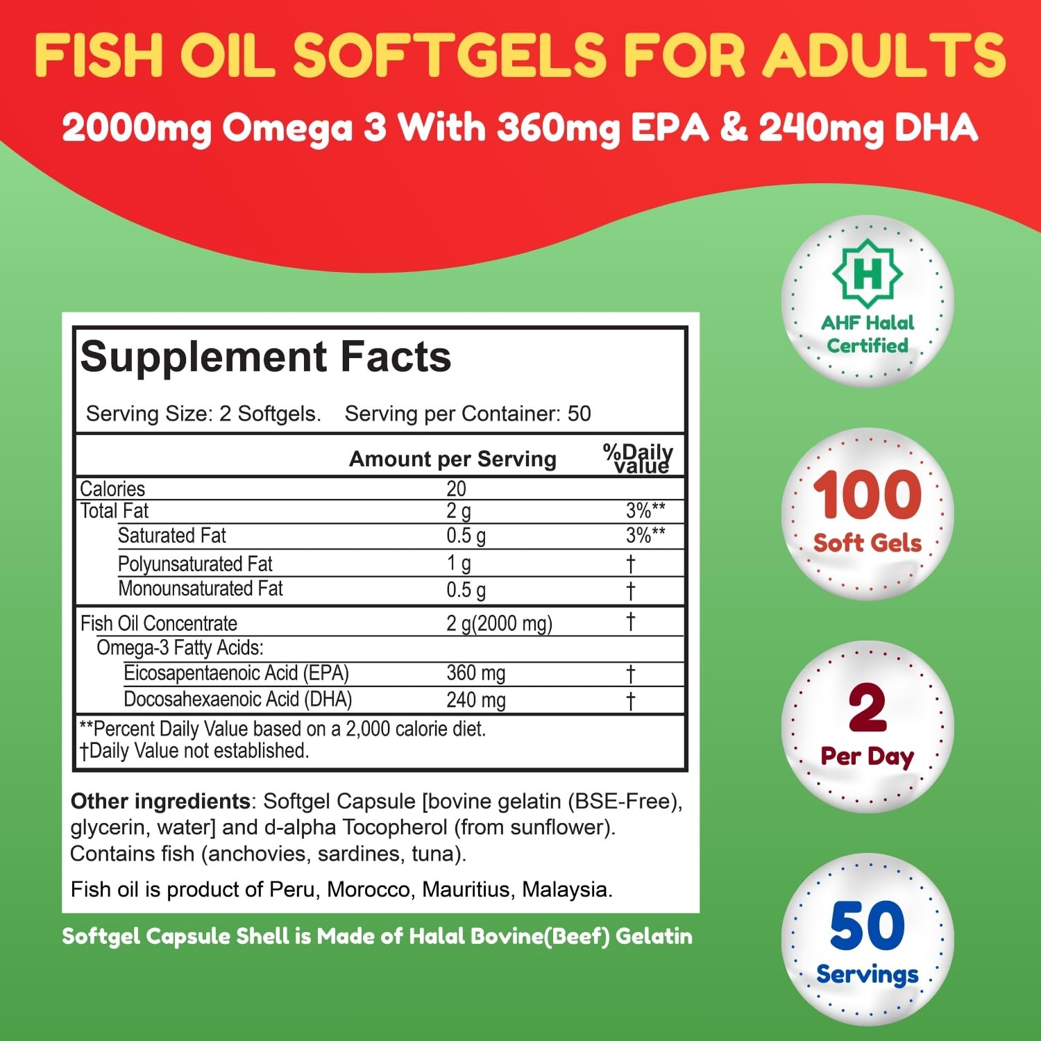 SHIFAA NUTRITION halal fish oil label clearly shows Halal certification