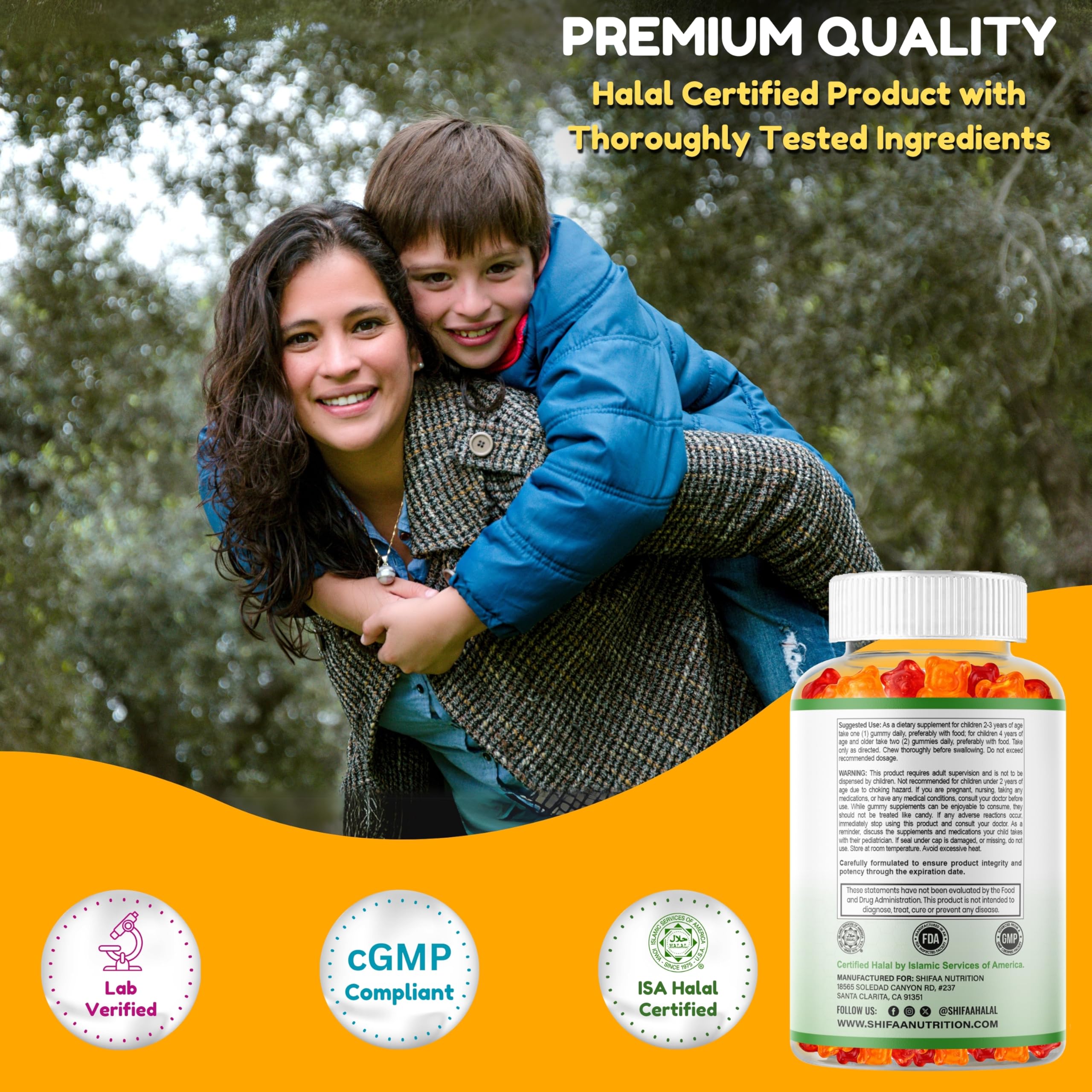 SHIFAA NUTRITION Child taking gummy demonstrates easy daily supplementation.