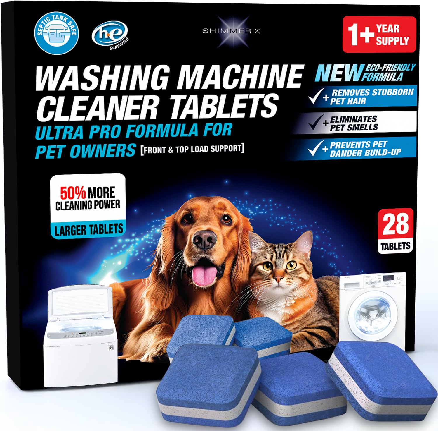 SHIMMERIX Ultra Pro washer cleaner tablets pack for deep cleaning and convenience