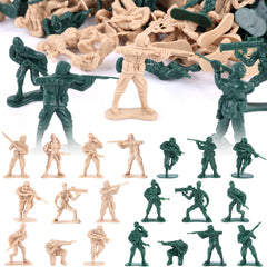 Shindel Army Men 100pcs in green and tan ready for tabletop battles and classroom dioramas.
