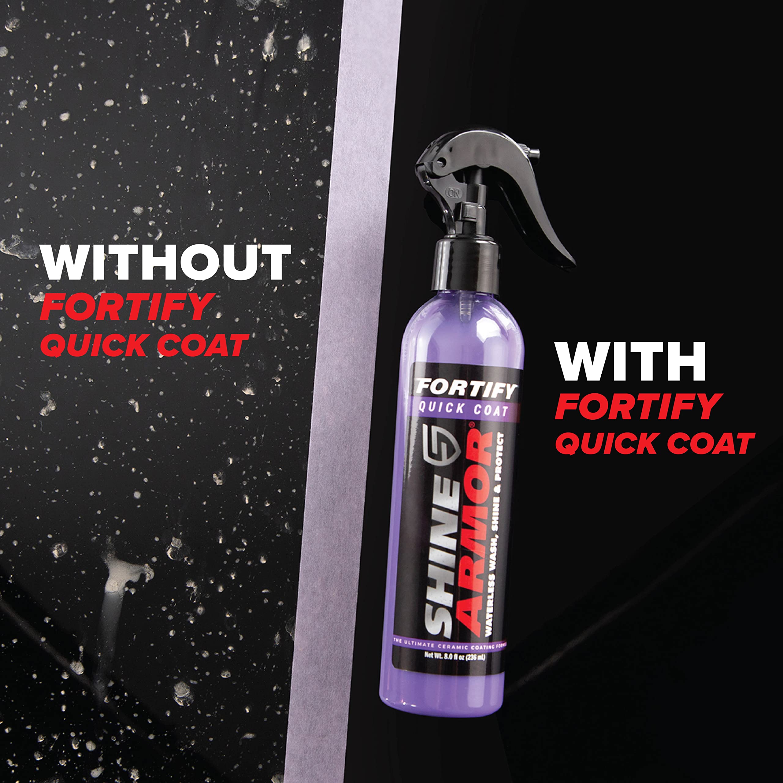 SHINE ARMOR hydrophobic beading demonstrates water beading on treated surface