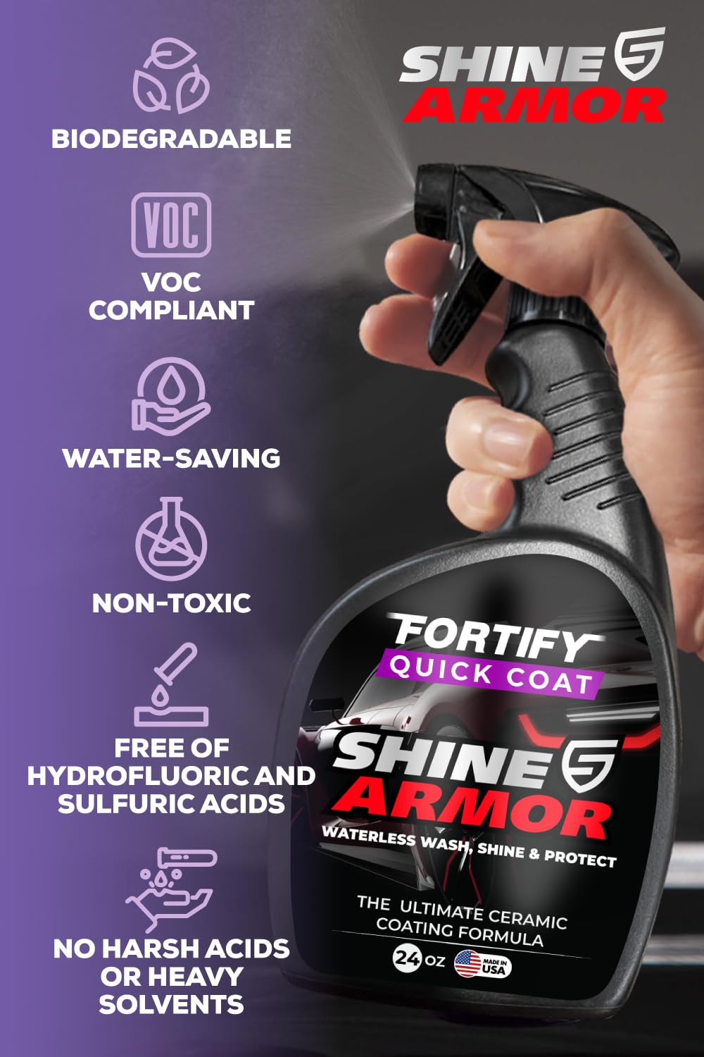 SHINE ARMOR 15-minute cure noted during application for quick detailing
