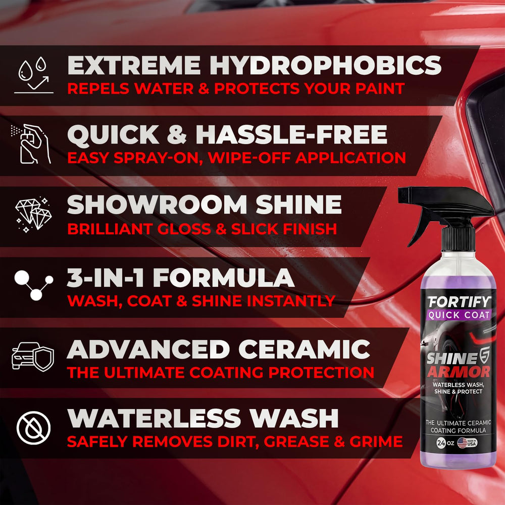 SHINE ARMOR Waterless wash in action lifts light dirt with shine