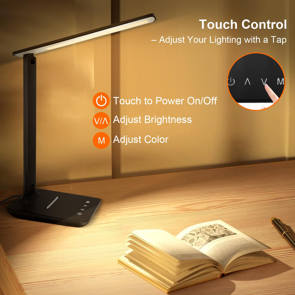 Shinelife touch-control desk lamp enables easy brightness and color changes.