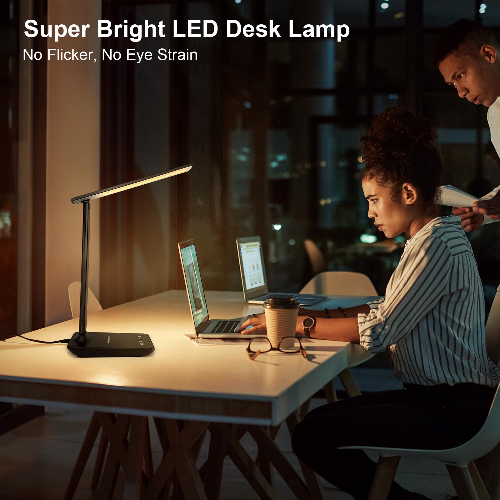 Shinelife desk lamp with USB port keeps devices powered during study.
