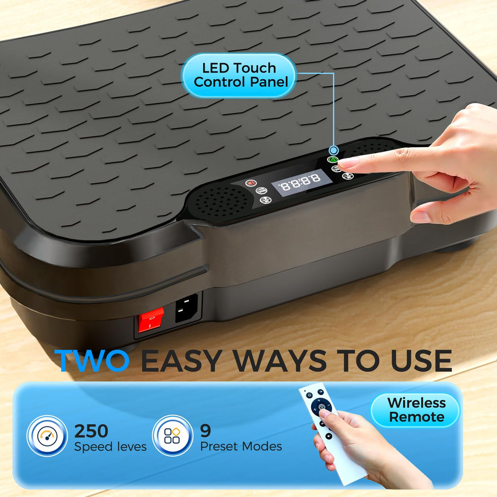 ShineMaos vibration plate display and controls for easy mode and speed adjustment