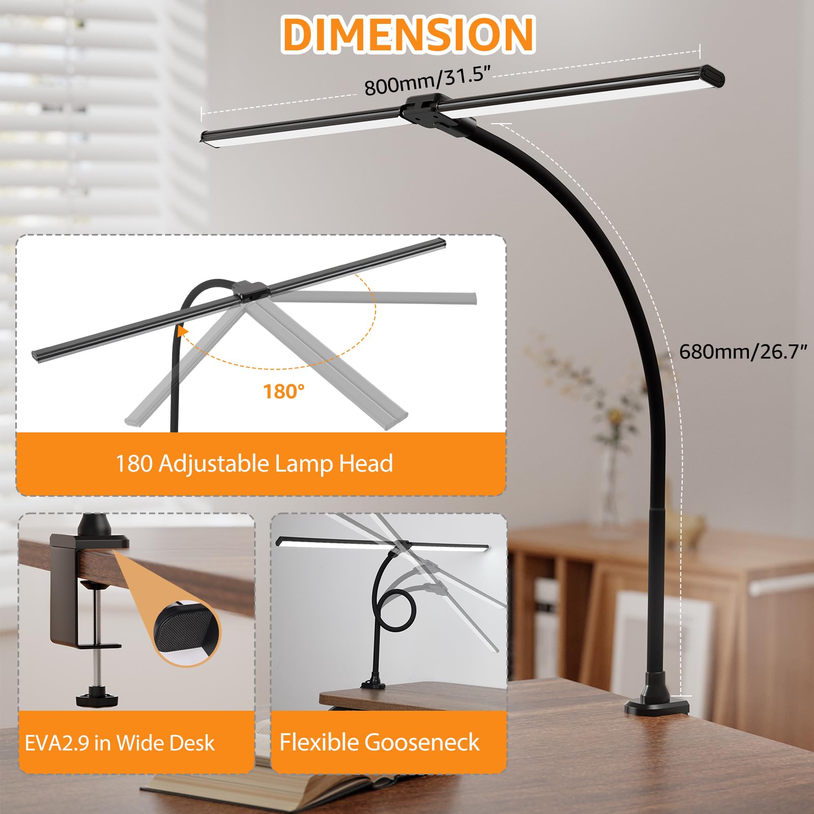 ShineTech LED Desk Lamp easy installation without extra tools.