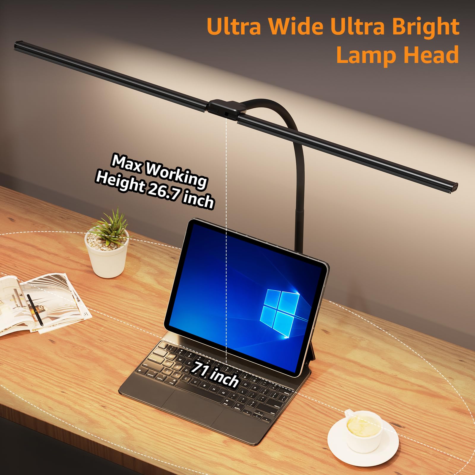ShineTech LED Desk Lamp ready for multi-monitor workspaces.