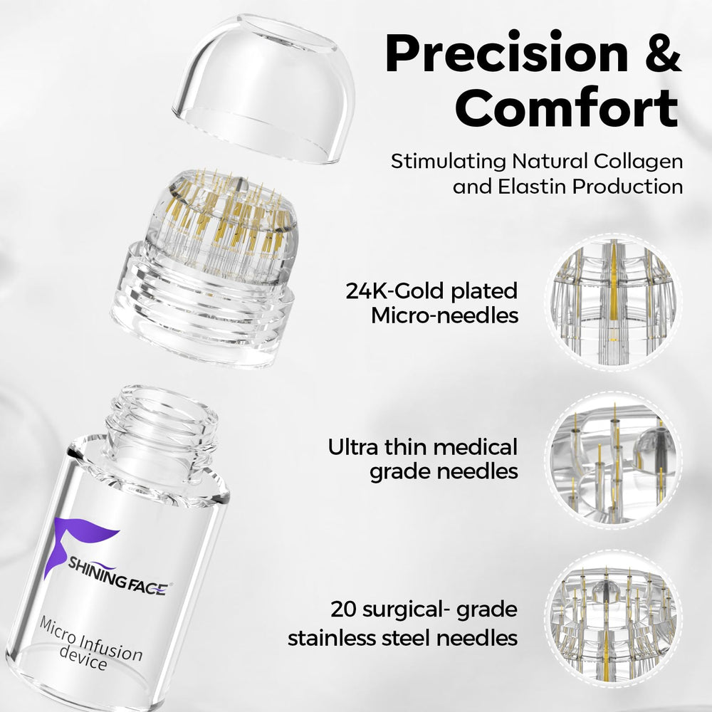 Shining Face micro-infusion device pack delivering consistent serum delivery during routine.