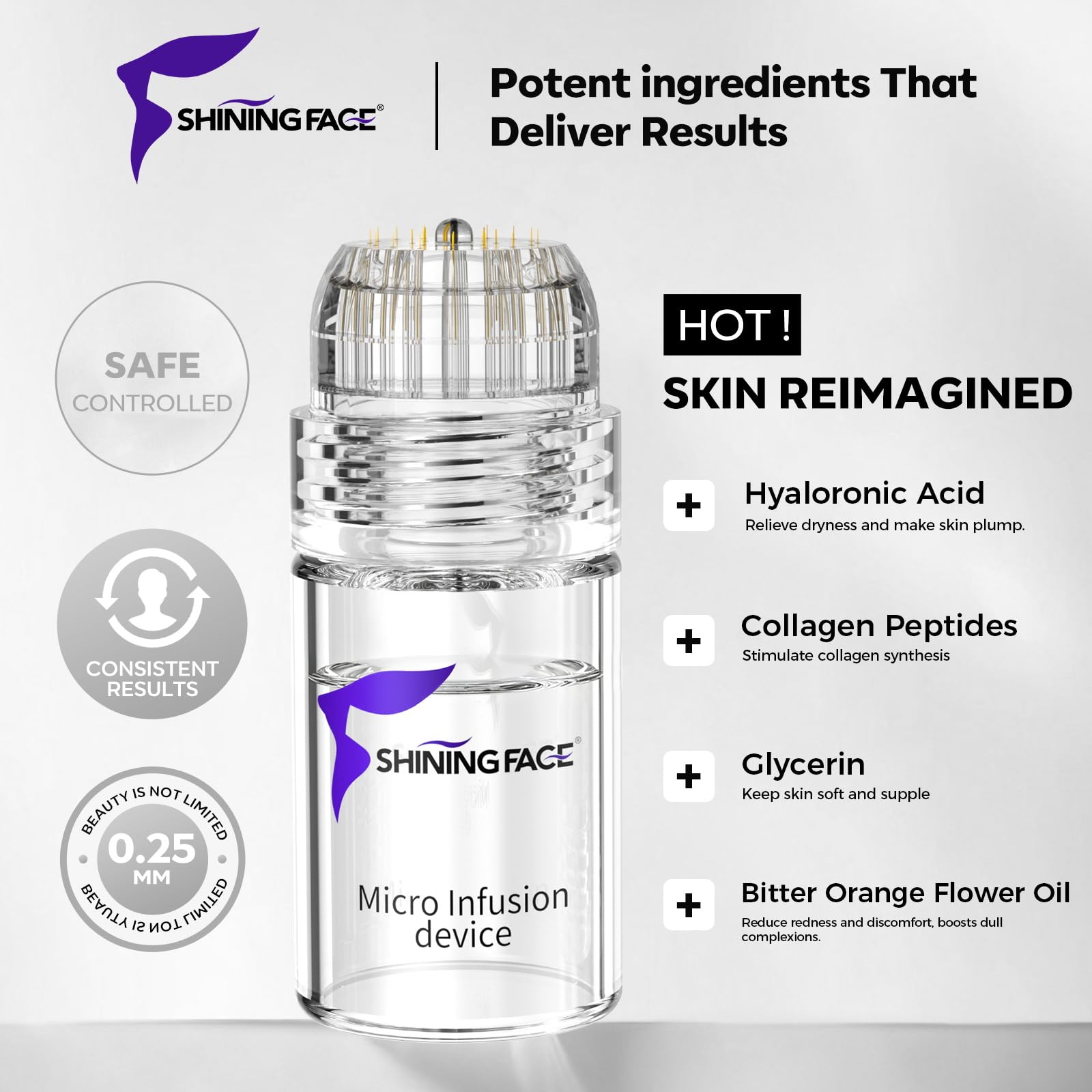 Shining Face glow-friendly skin texture closeup demonstrates radiant results.