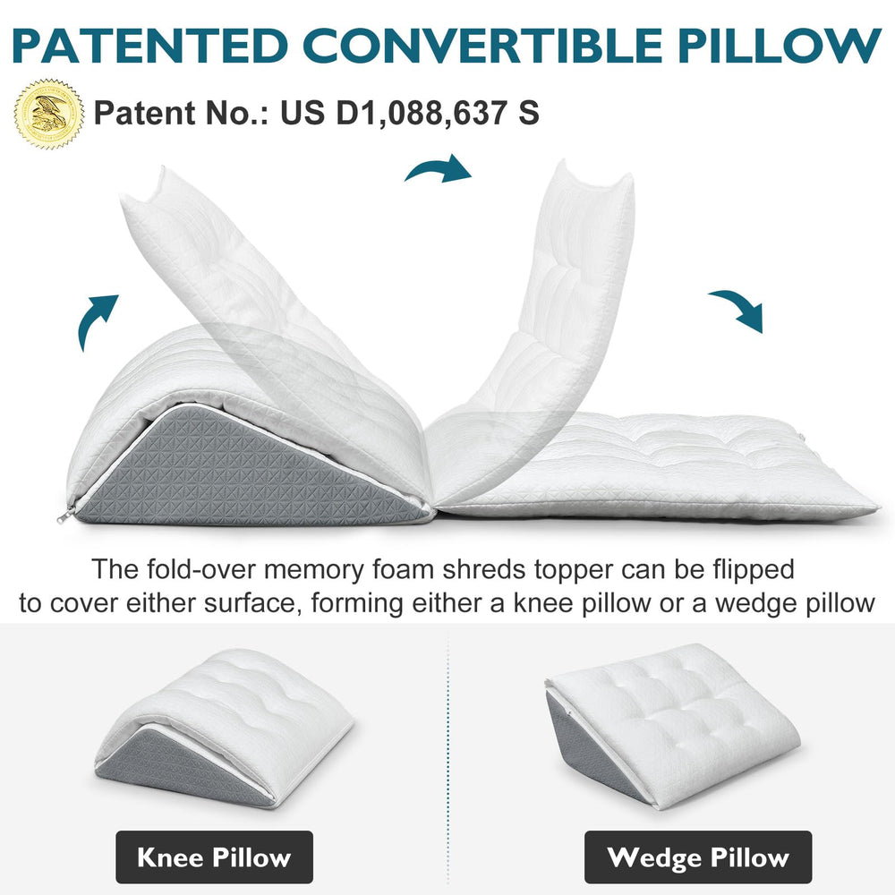 Shinnwa Knee Wedge Pillow dual-layer foam blends plush topper with firm base for balance.