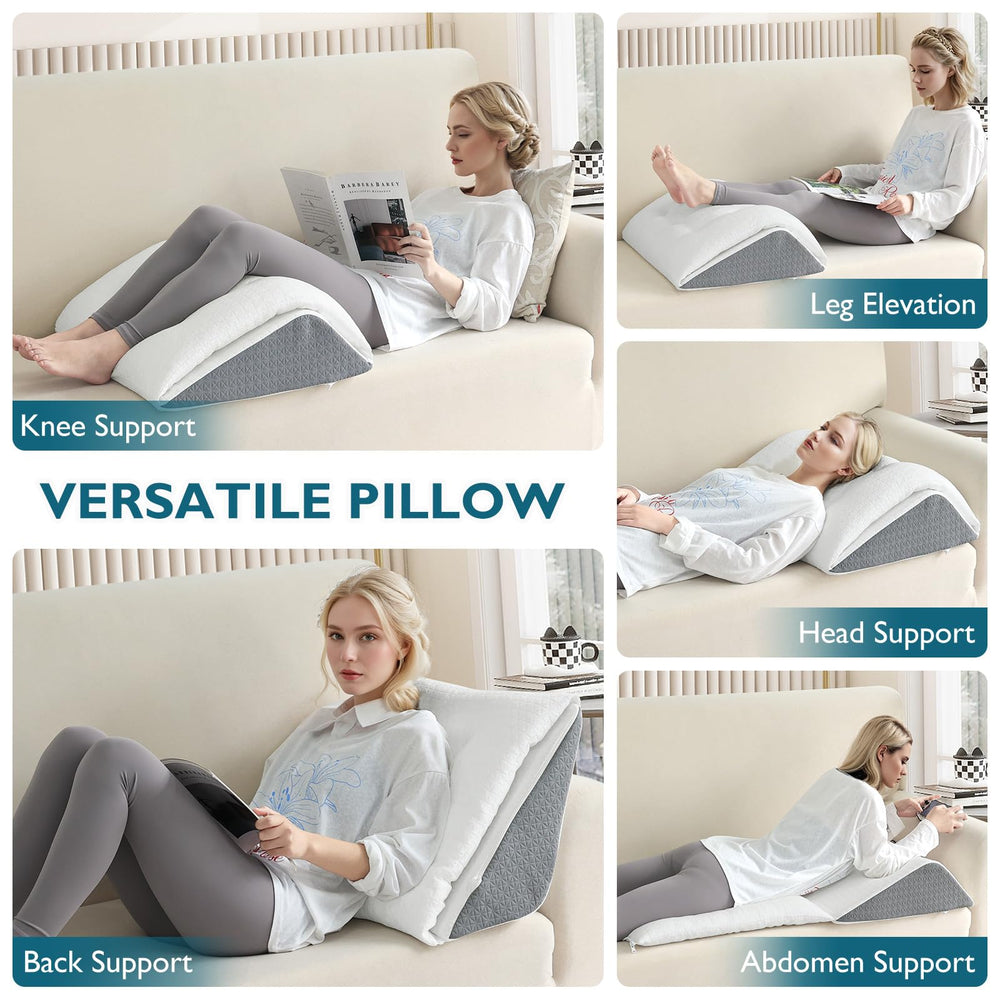 Shinnwa Knee Wedge Pillow fold-over topper shows soft cushioning for knee comfort.