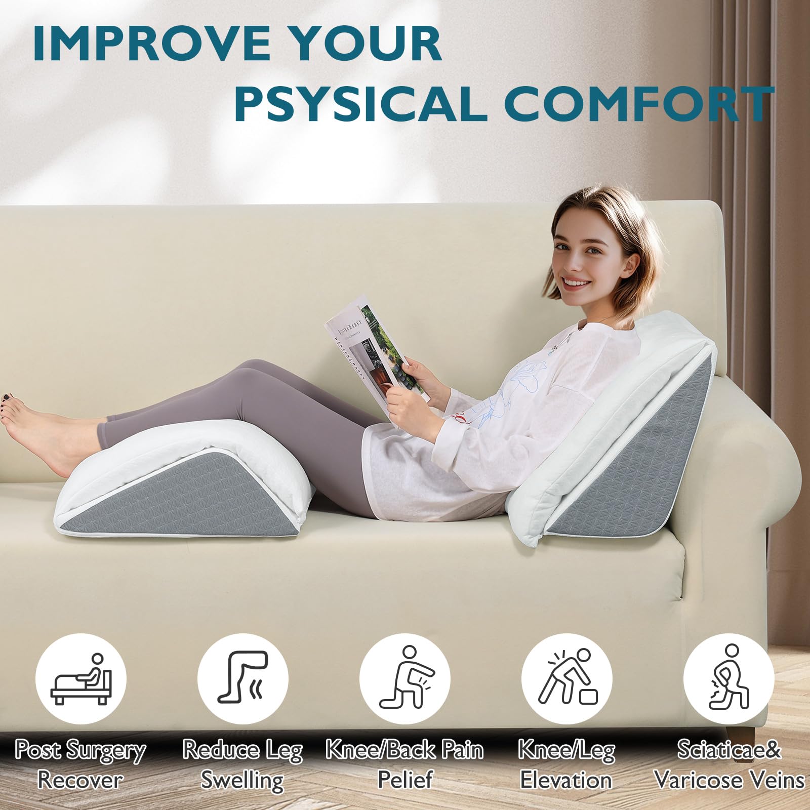 Shinnwa Knee Wedge Pillow machine washable cover for easy cleaning.