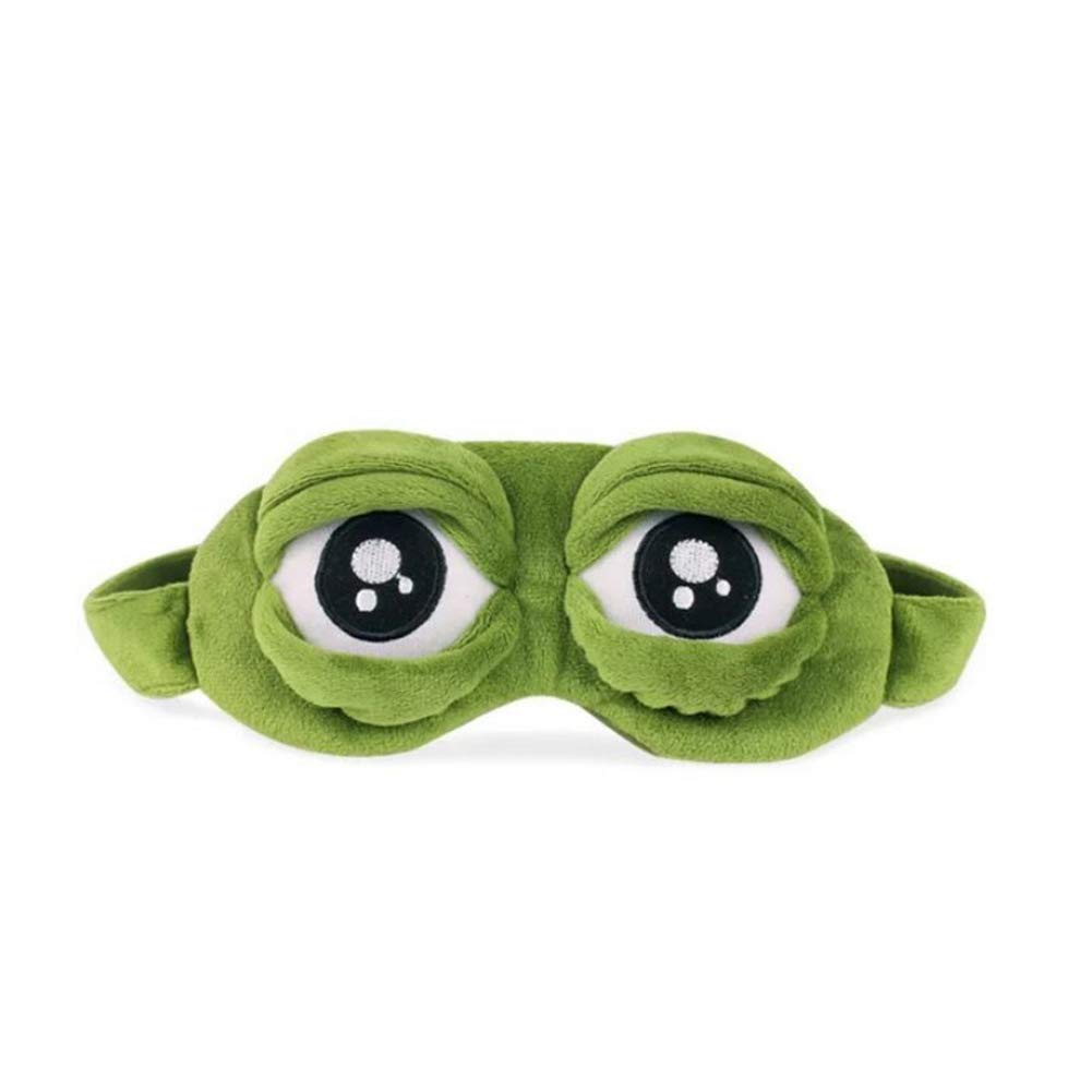 Shinywear travel eye mask with green frog design and plush feel for light blocking