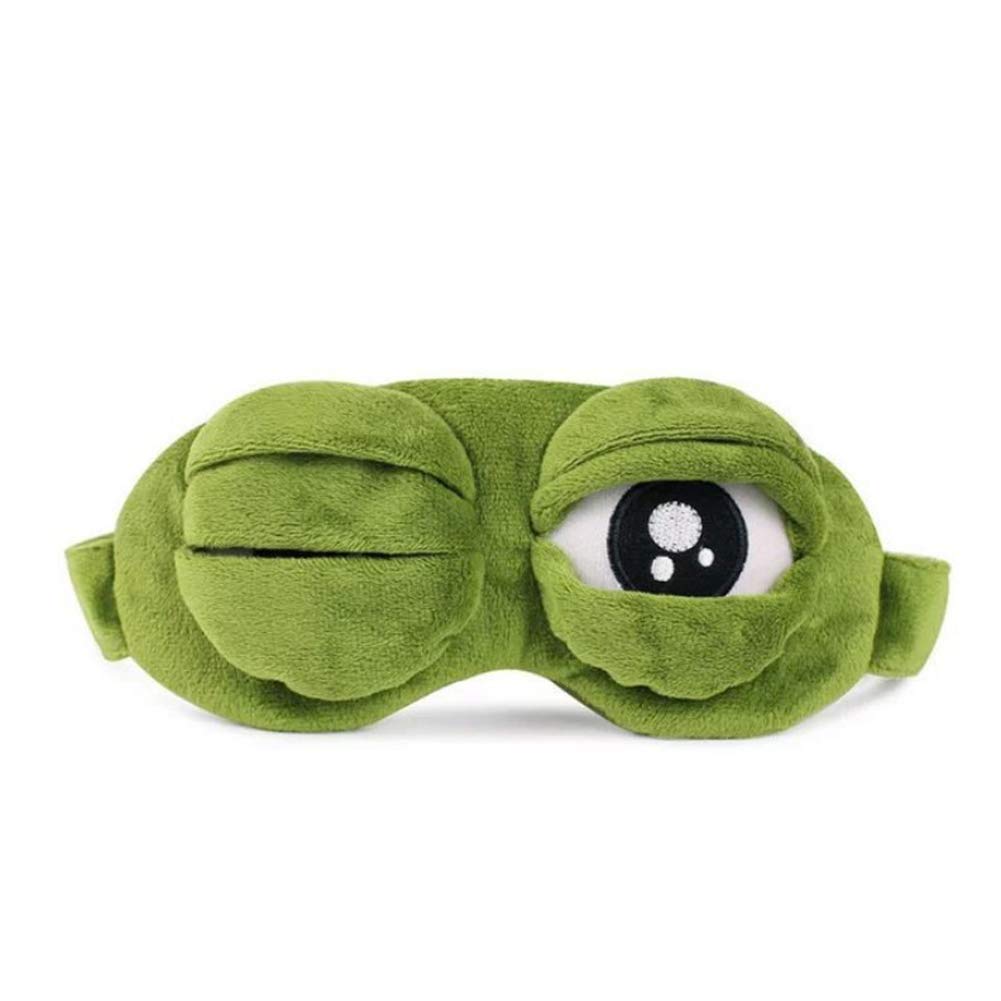 Shinywear Rabbit Eye Mask in green frog plush, soft comfort for a restful night